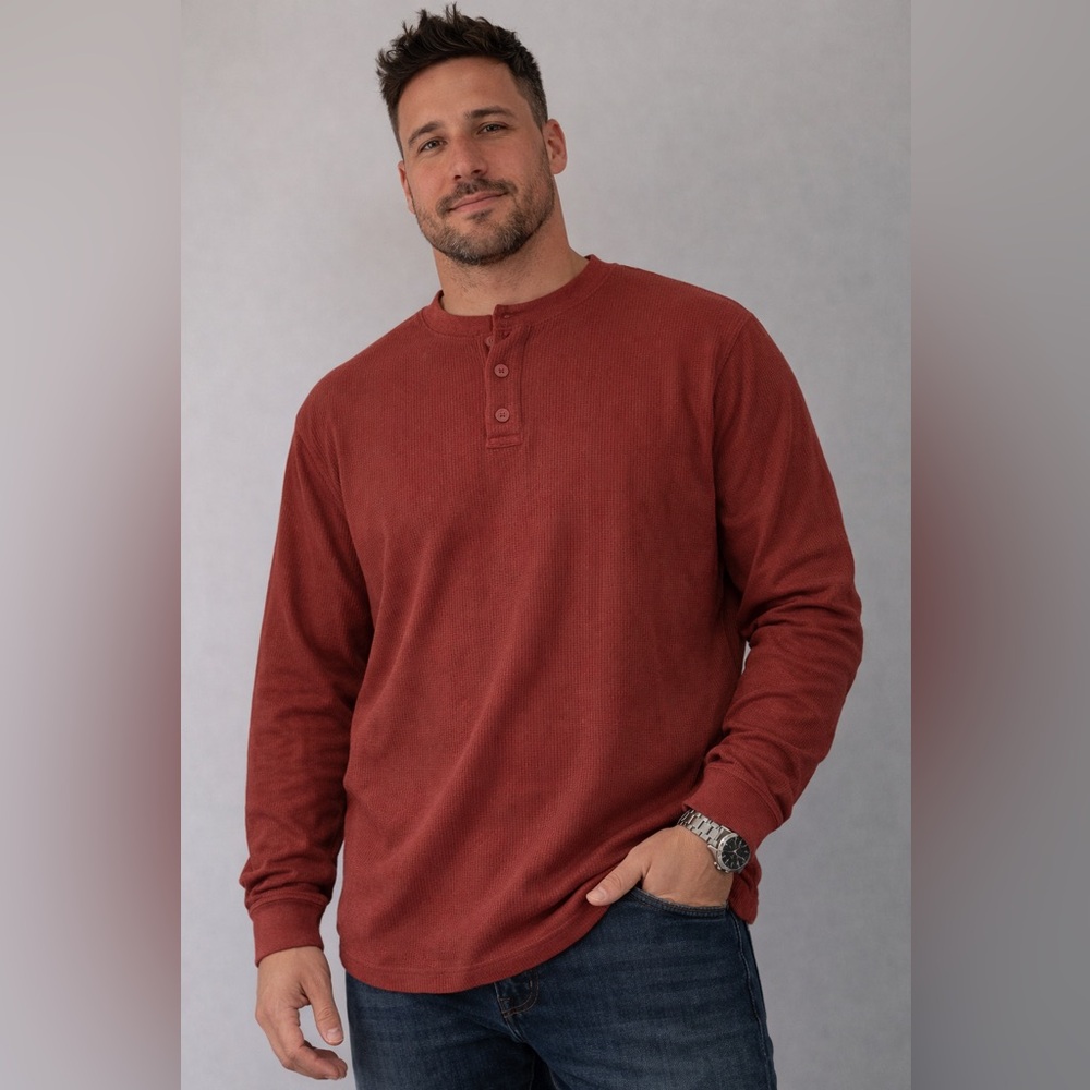 Goodfellow & Co Men’s Red Textured Long Sleeve Shirt Size Medium